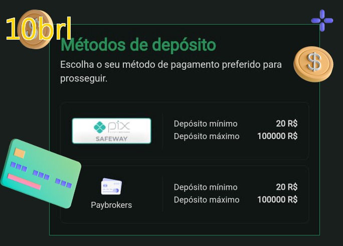O cassino 10brlbet oferece uma grande variedade de métodos de pagamento